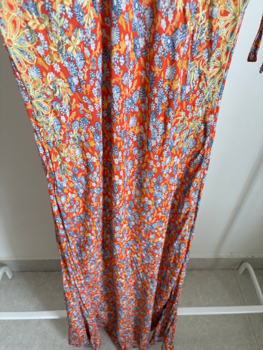 ORANGE FLORAL EMBROIDERED DRESS  S