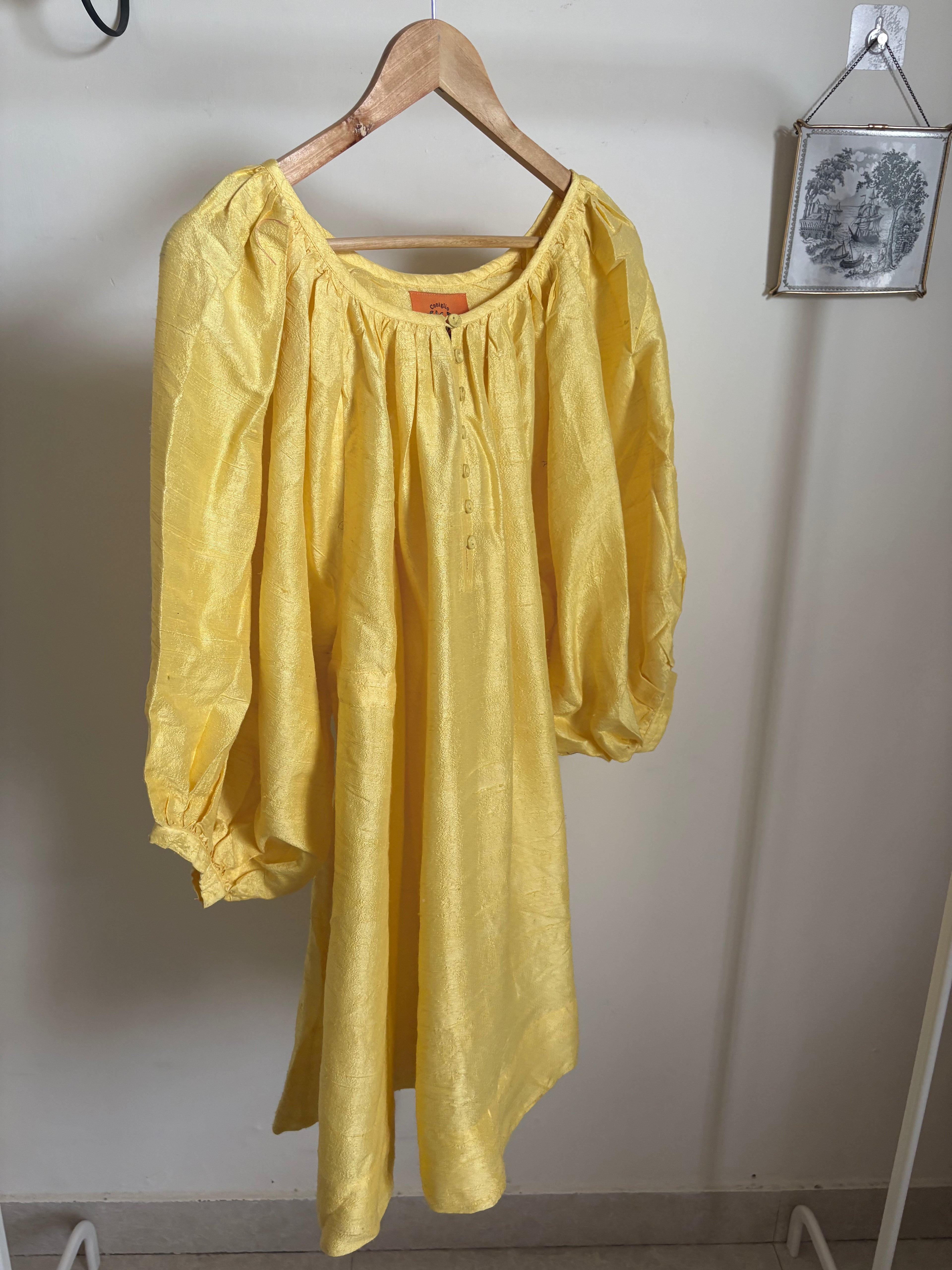 CONIGLIO SILK DRESS MINI YELLOW FS