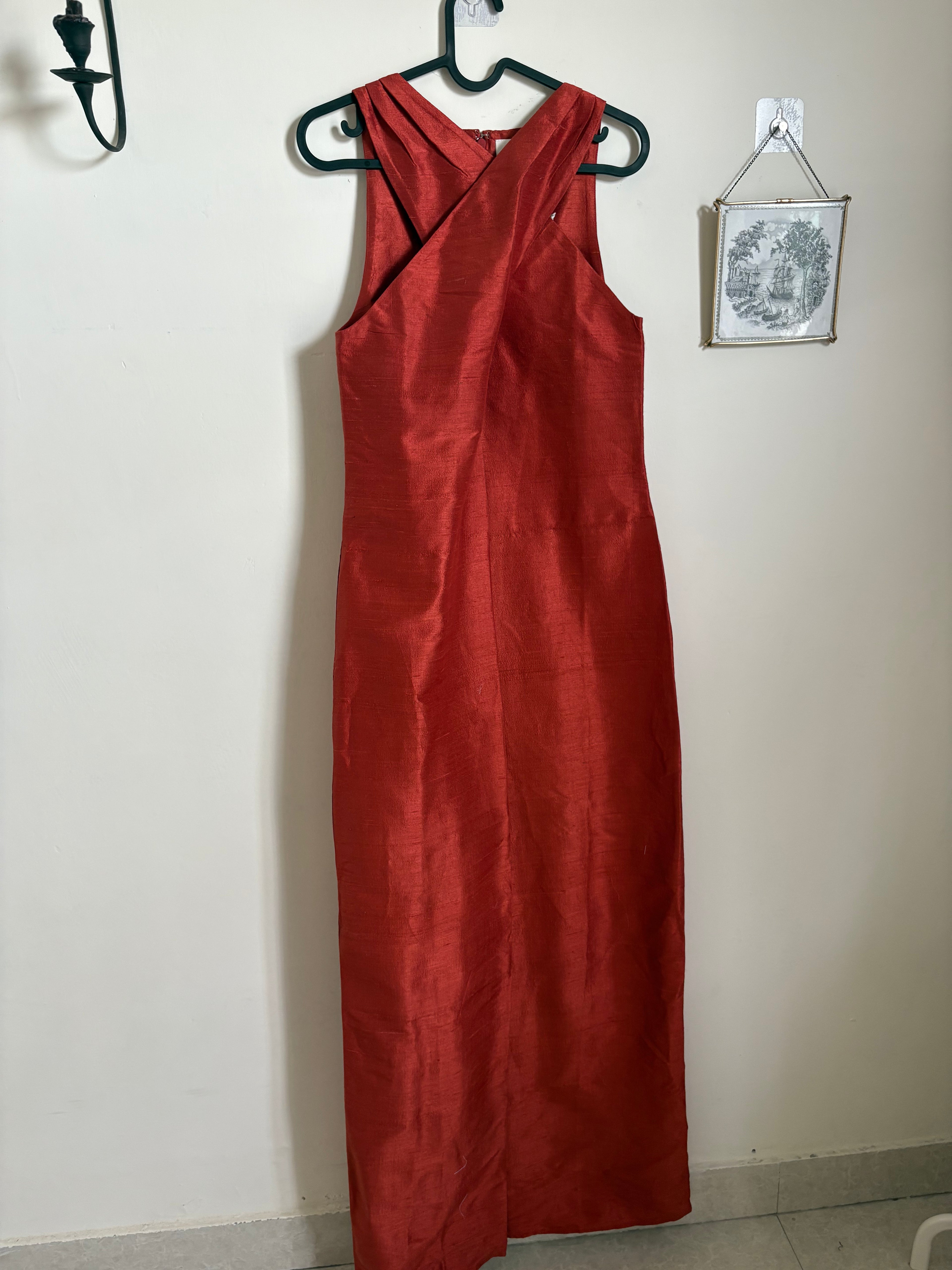 JULIA AMORY Camille Dress   Dupioni Silk IN RUST S