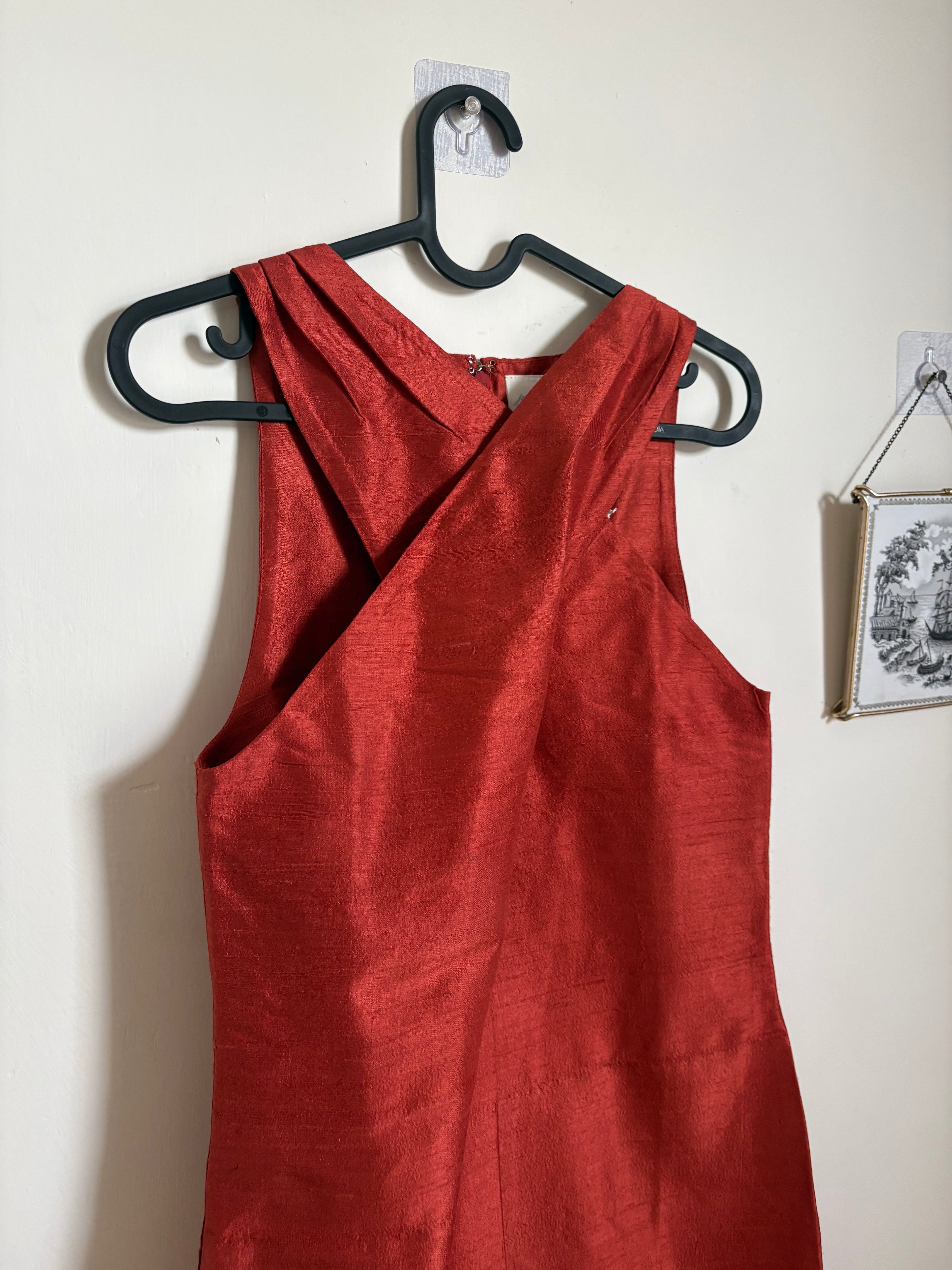 JULIA AMORY Camille Dress   Dupioni Silk IN RUST S