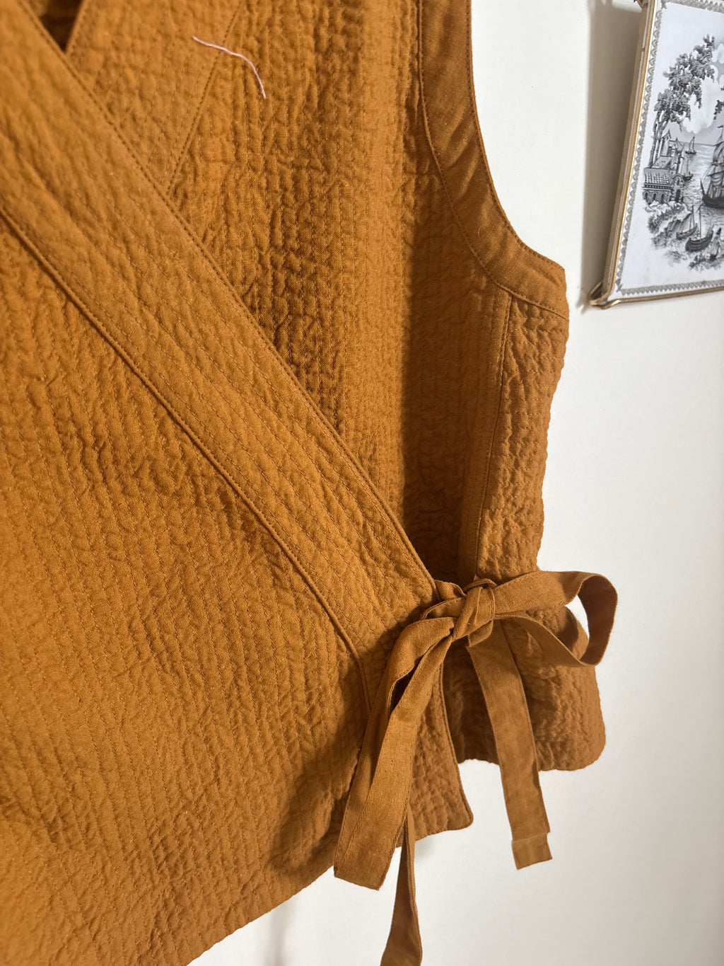TOAST Quilted Cotton Linen Wrap Vest - Tilia Honey