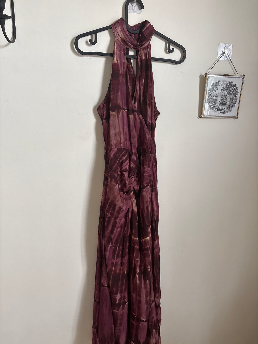 HALTER PRINTED VISCOSE DRESS XS