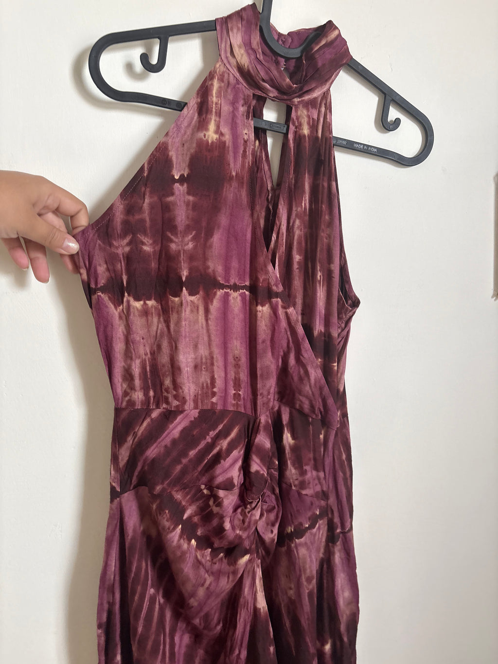 HALTER PRINTED VISCOSE DRESS XS