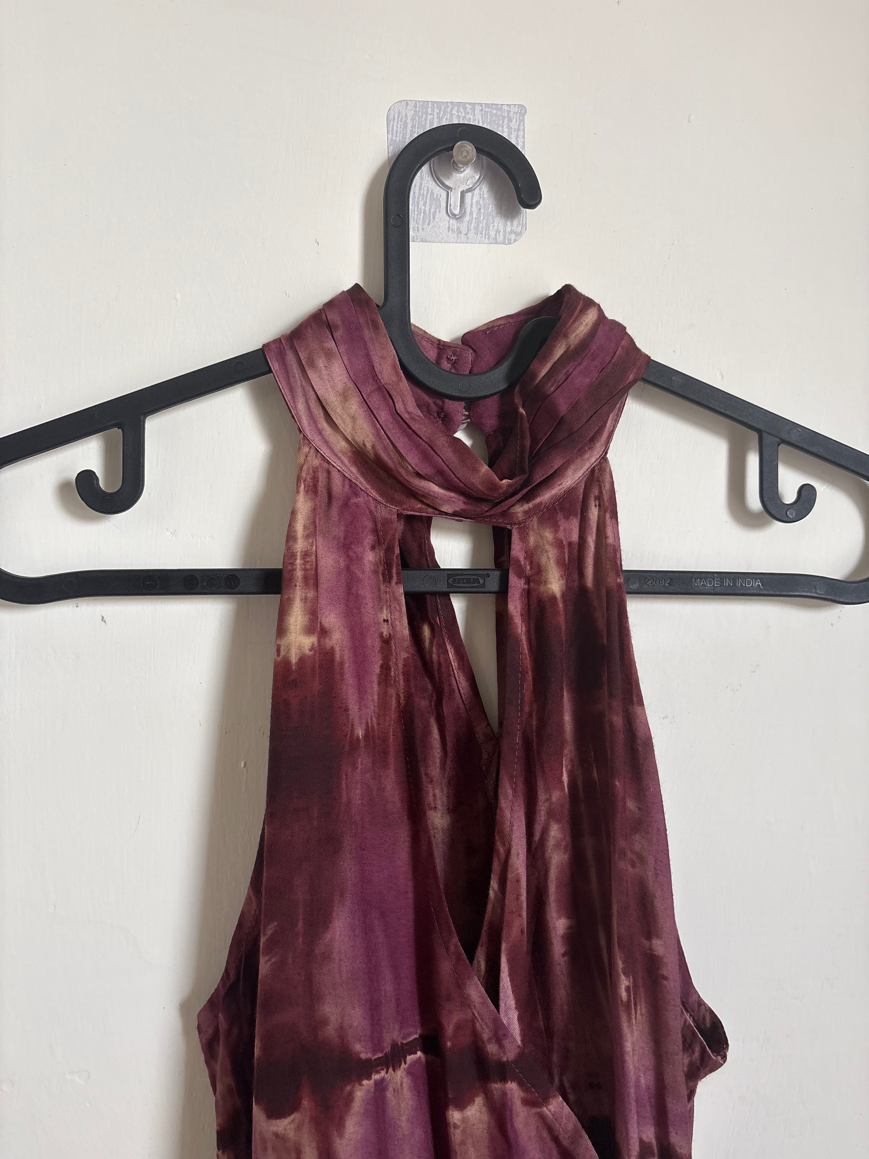 HALTER PRINTED VISCOSE DRESS XS