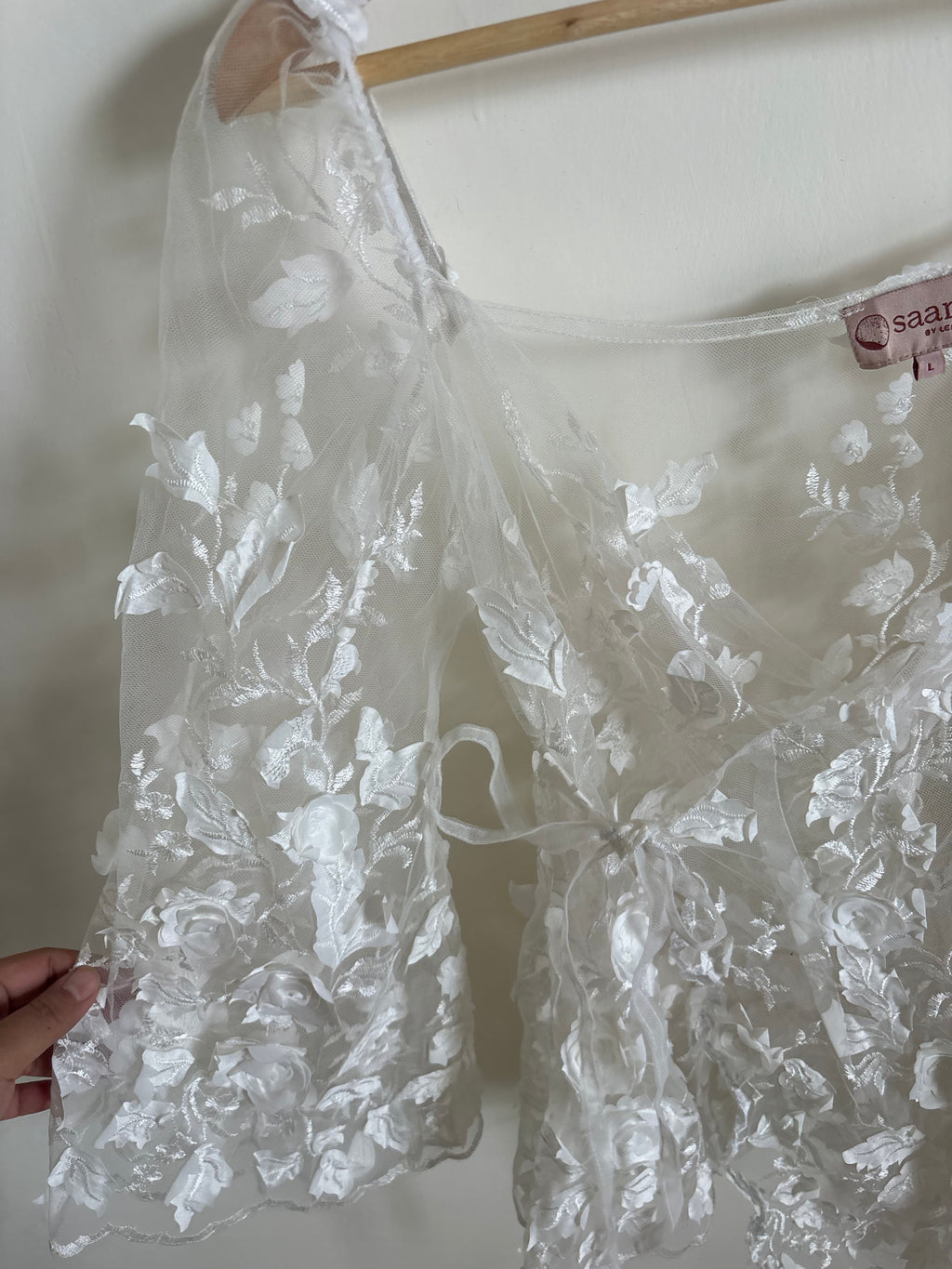 Saanjh by Lea Aasiyah And Allami White 3-DFloral Sharara Set L