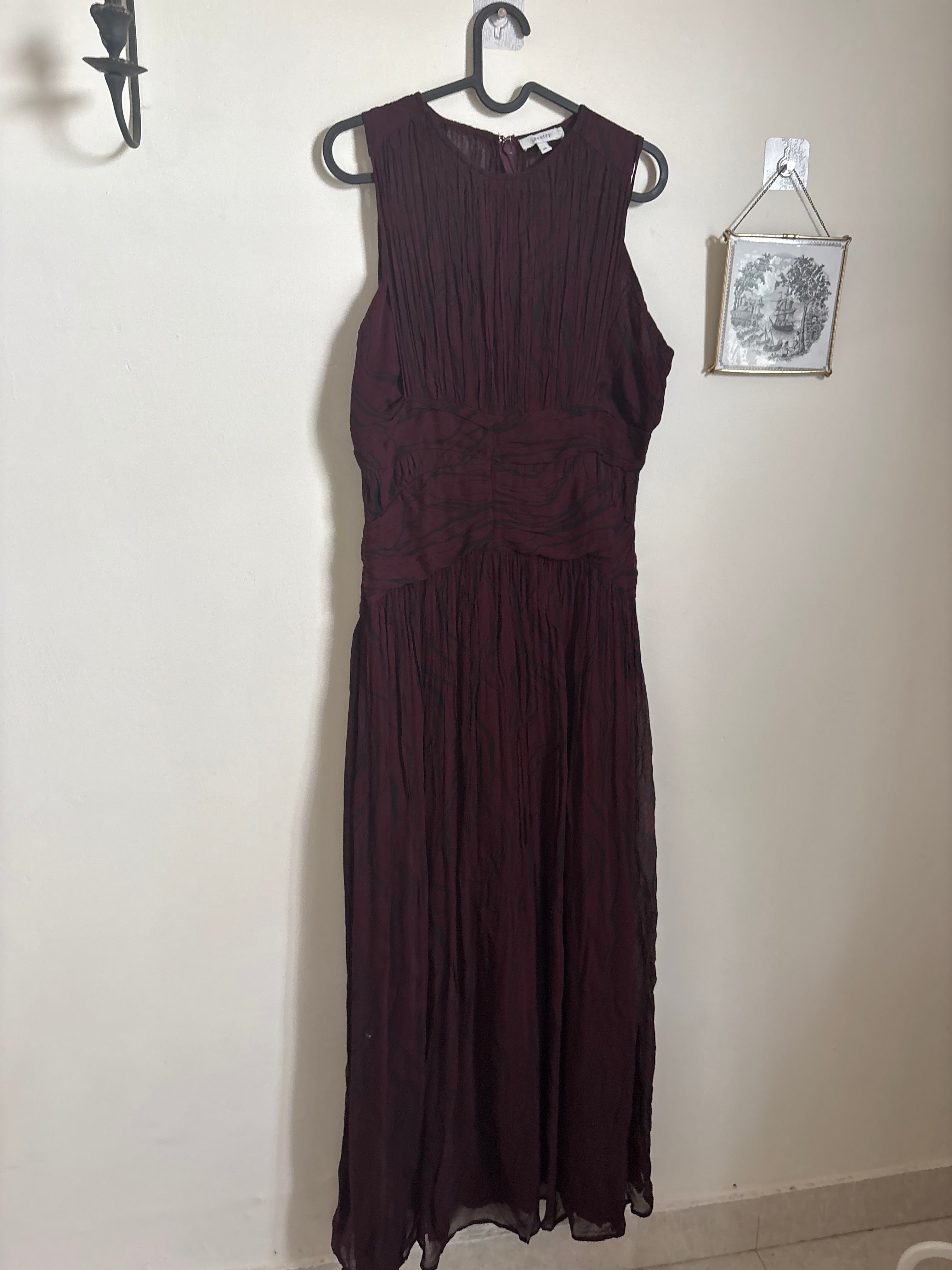 POETRY Ivey Waist Detail Gathered Printed Maxi Dress UK12