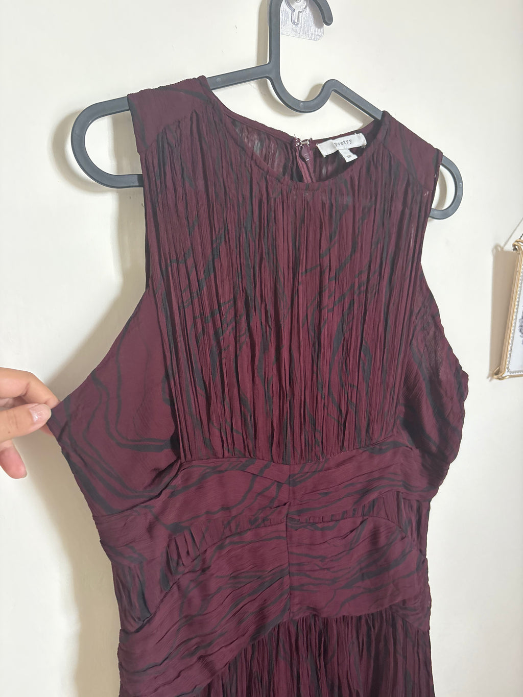 POETRY Ivey Waist Detail Gathered Printed Maxi Dress UK12