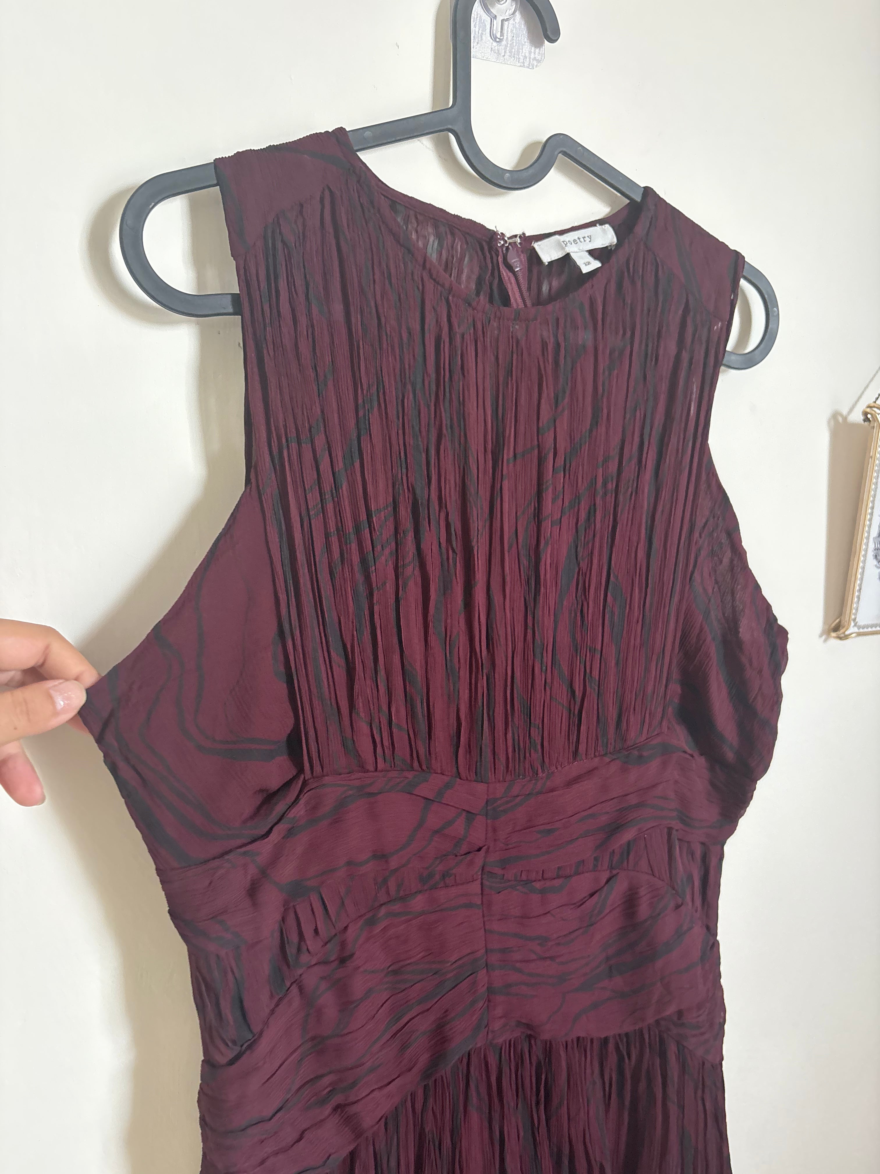 POETRY Ivey Waist Detail Gathered Printed Maxi Dress UK12