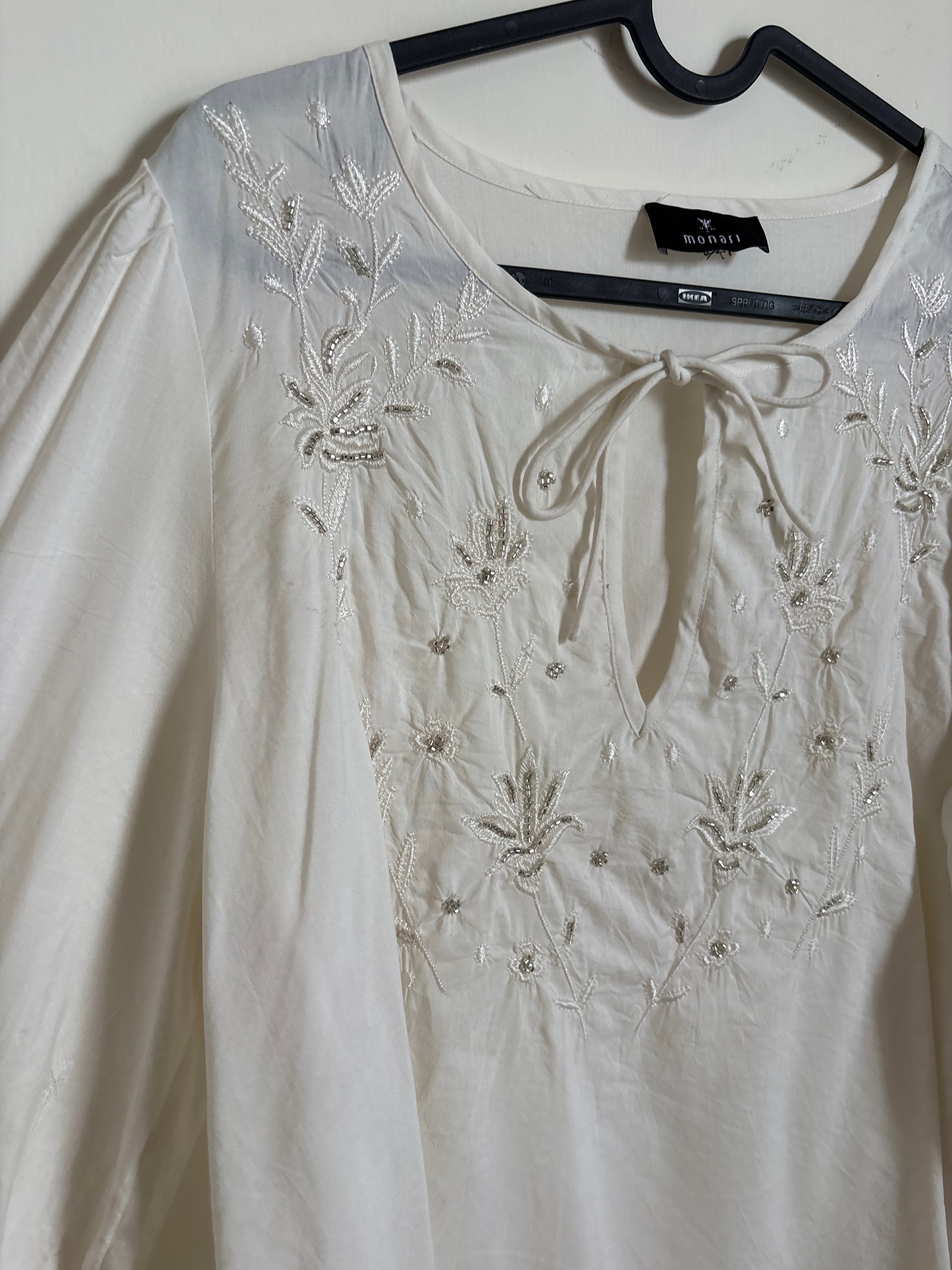 monari Blouse with ruffles and rhinestones