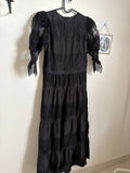 LACE TIERED DRESS BLACK M
