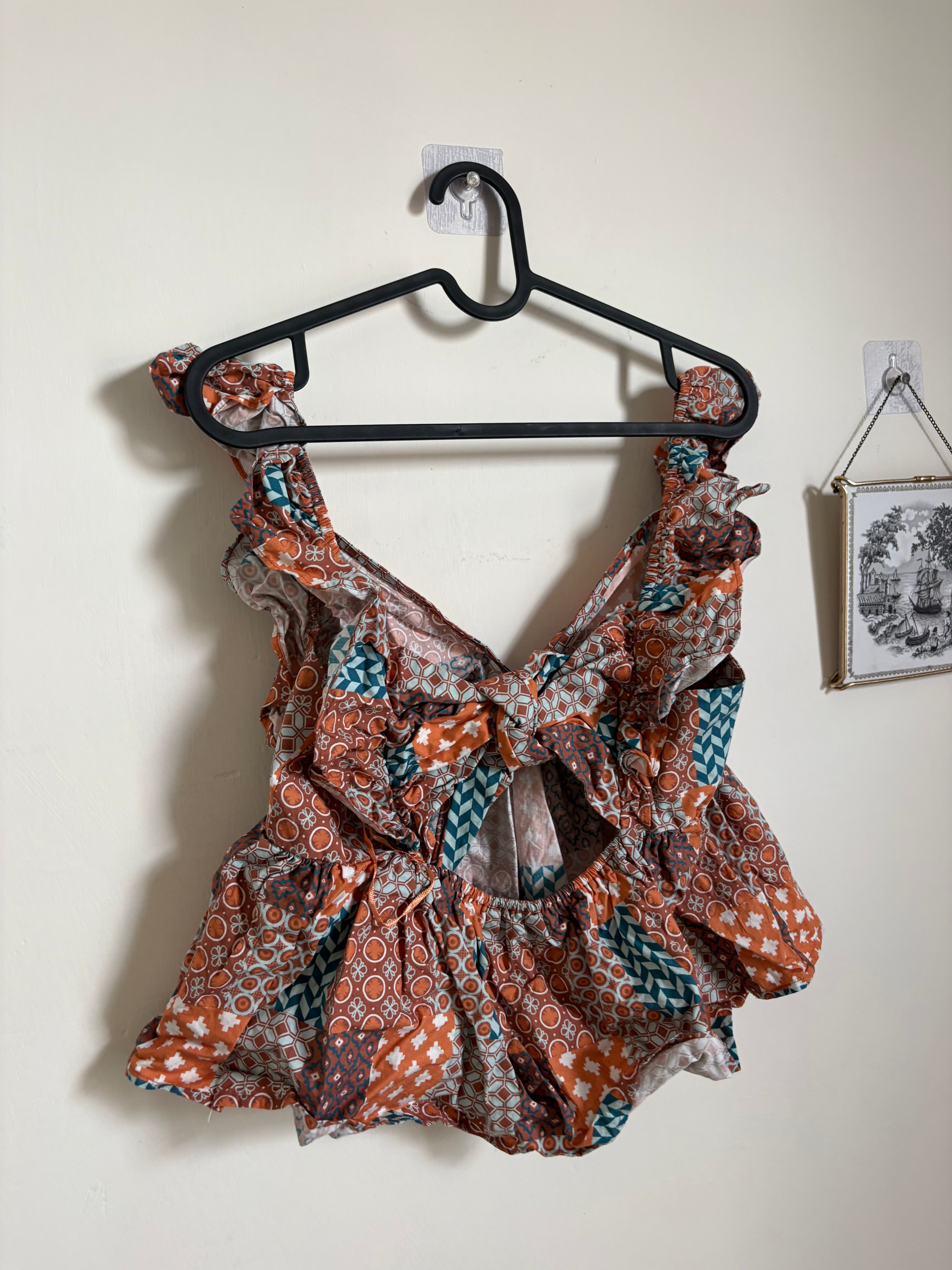 Rock & Roll: Patchwork Print Flutter Tank　M