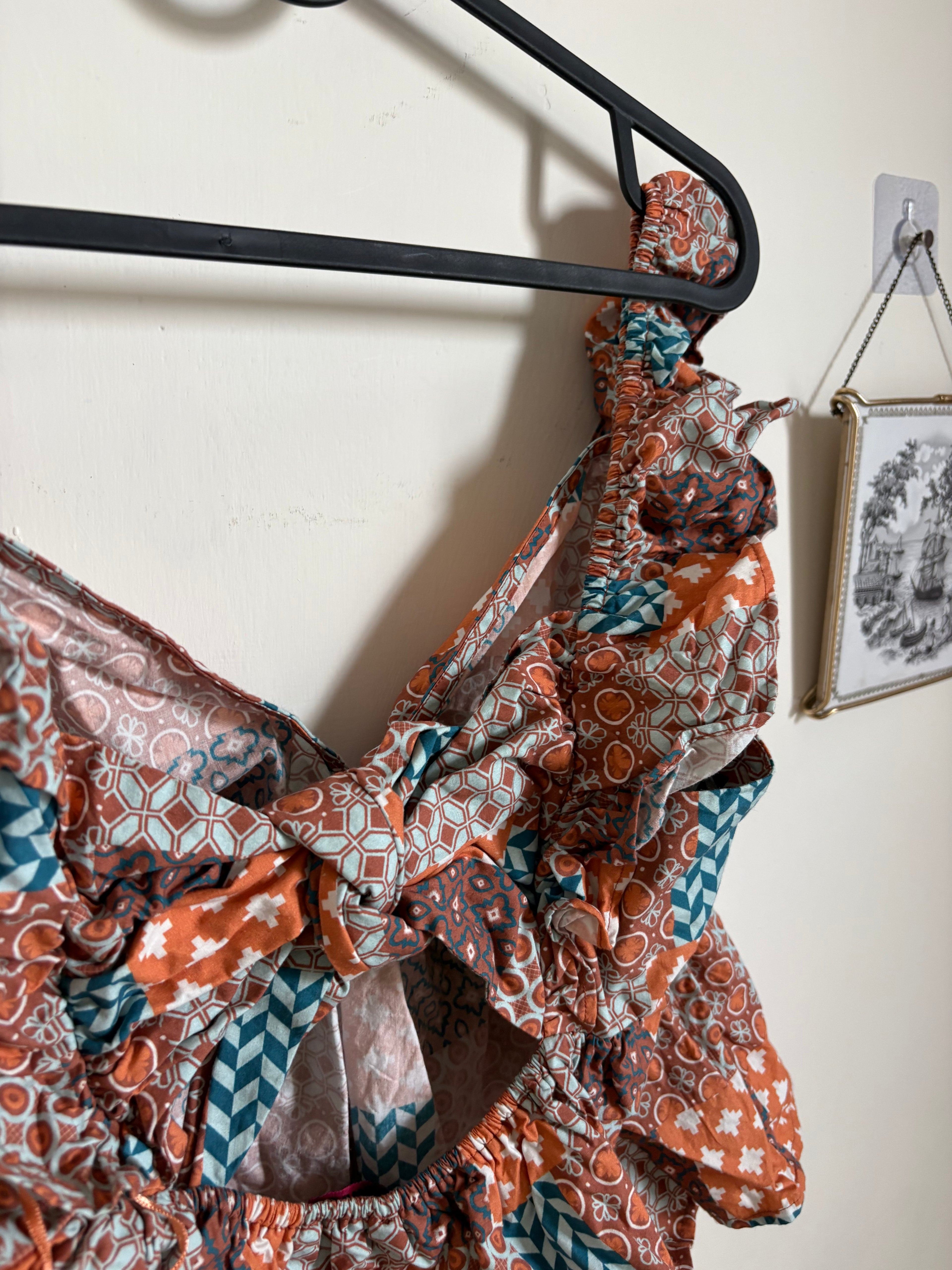 Rock & Roll: Patchwork Print Flutter Tank　M