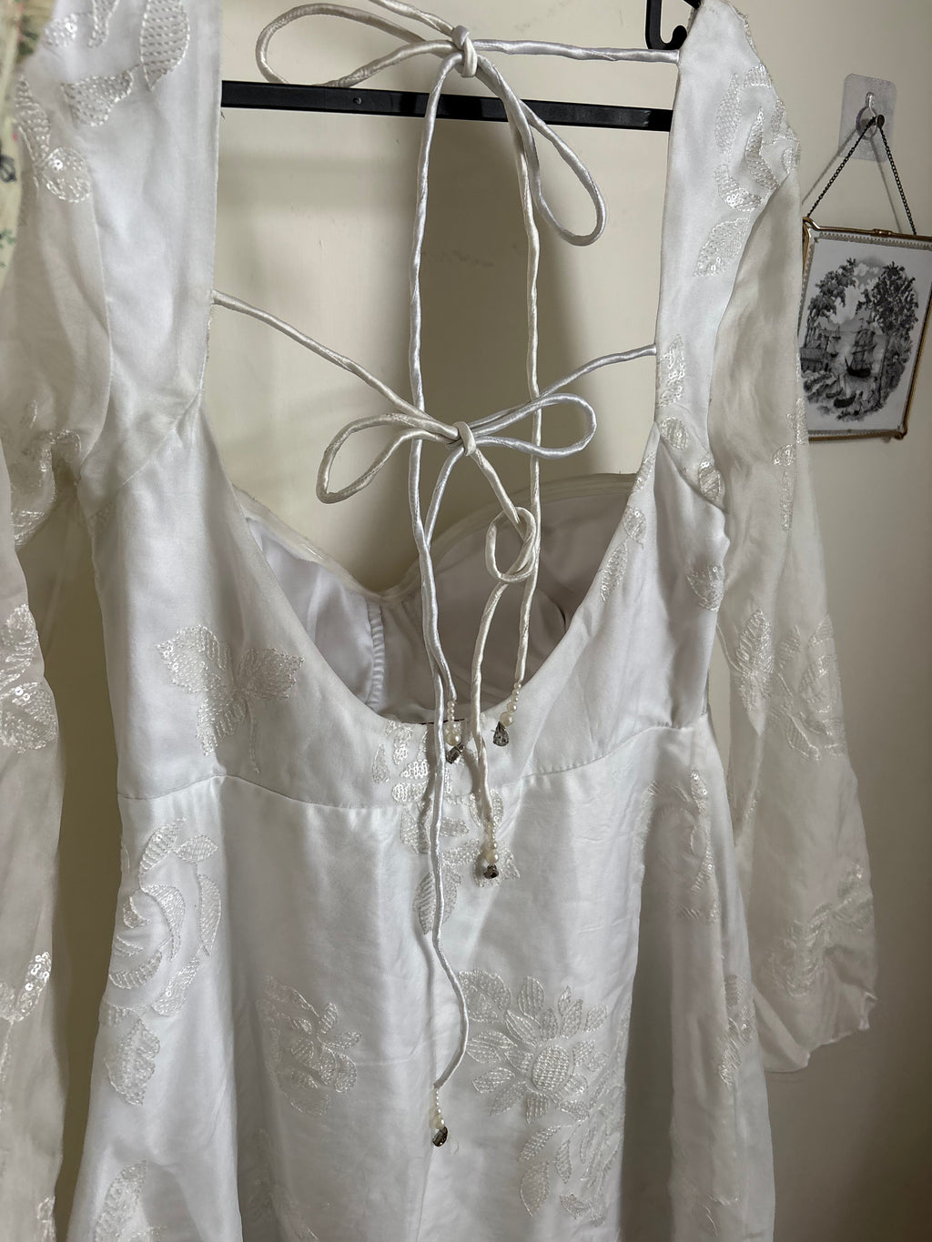 SAANJH AVYA WHITE EMBROIDERED CORSET ANARKALI KURTA ONLY