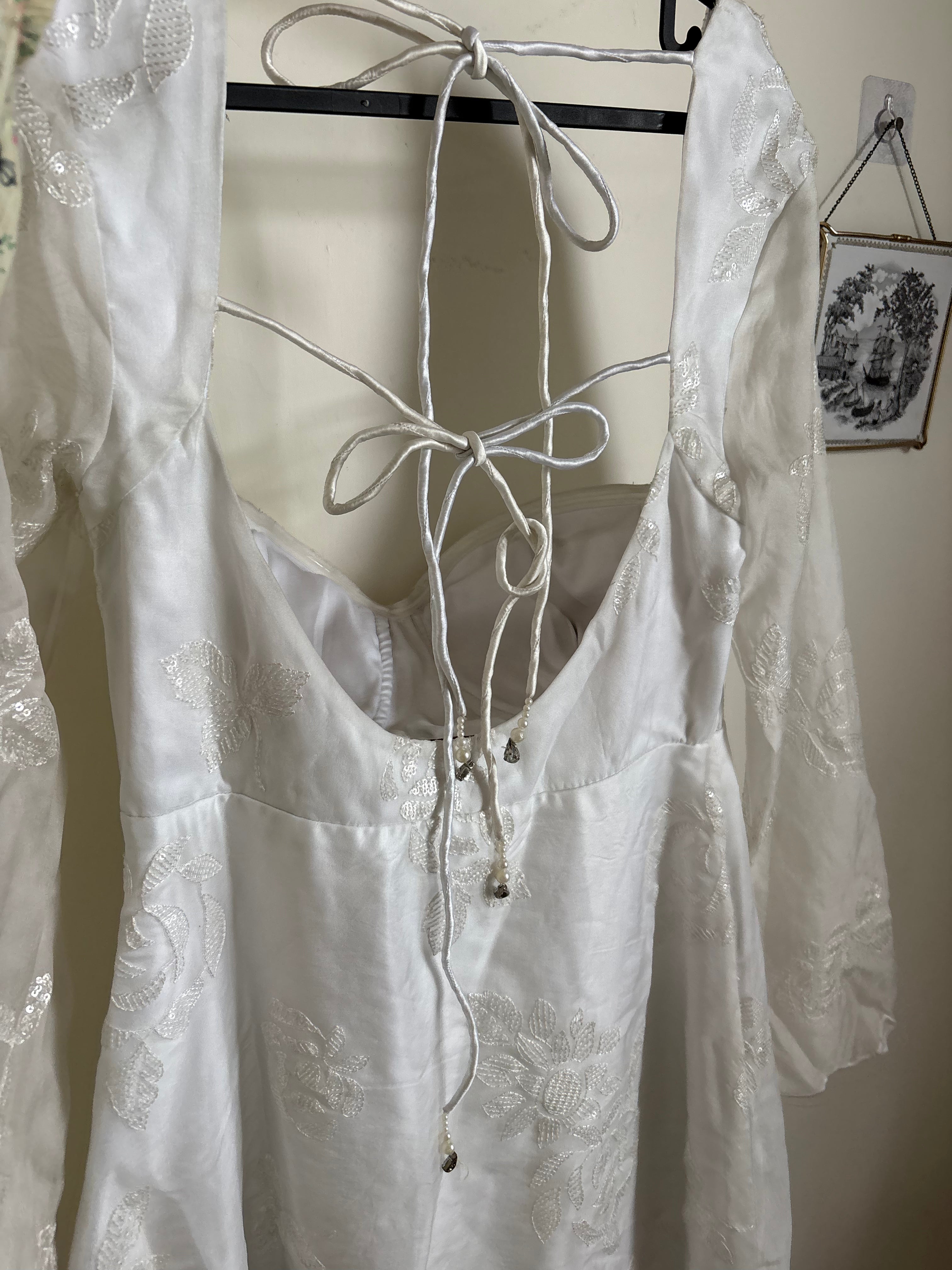 SAANJH AVYA WHITE EMBROIDERED CORSET ANARKALI KURTA ONLY
