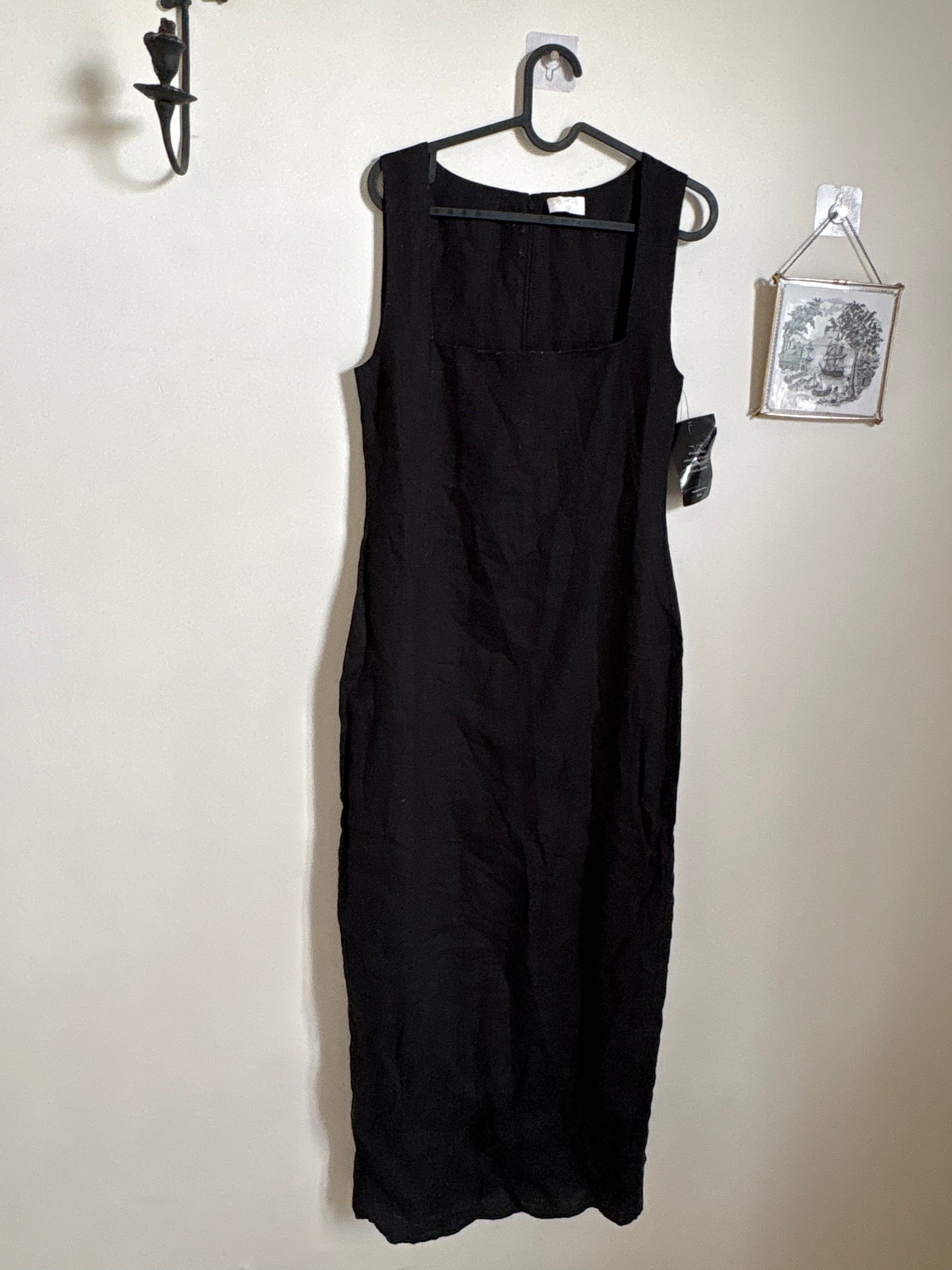 Posse 'Alice' Linen Midi Dress in Black XS
