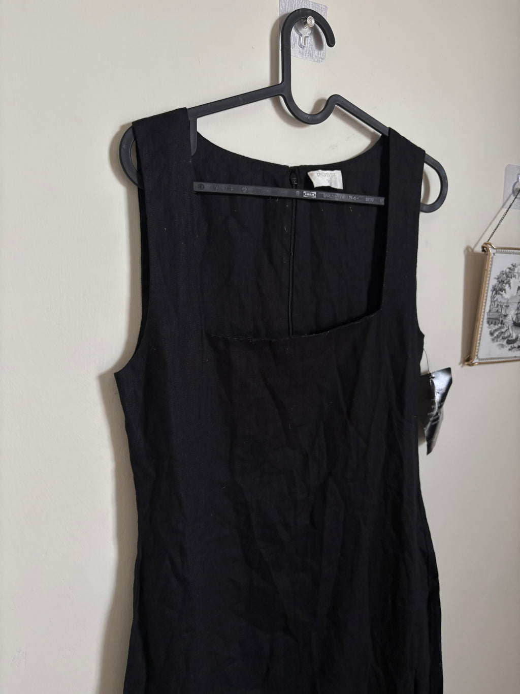 Posse 'Alice' Linen Midi Dress in Black XS