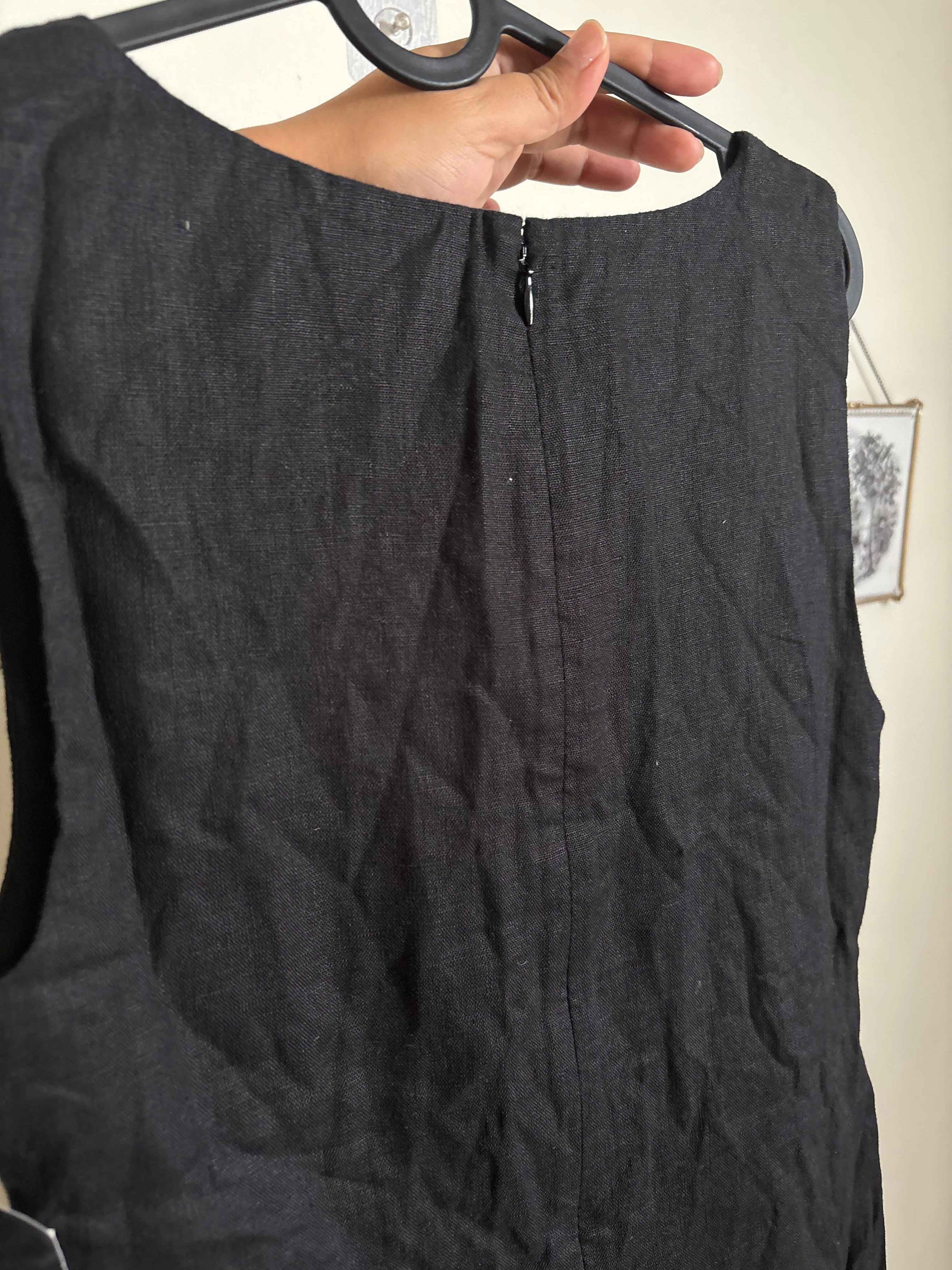Posse 'Alice' Linen Midi Dress in Black XS