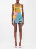 STAUD  Le Sable Square-Neck Beaded Mini Dress S