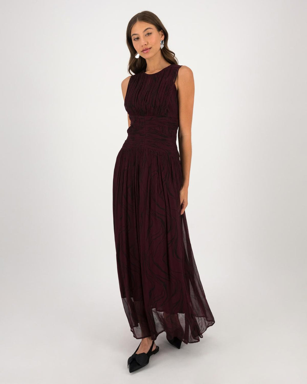 POETRY Ivey Waist Detail Gathered Printed Maxi Dress UK12