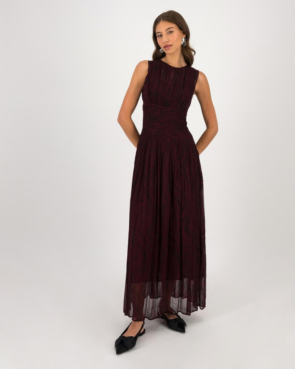 POETRY Ivey Waist Detail Gathered Printed Maxi Dress UK12