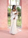 Saanjh by Lea Aasiyah And Allami White 3-DFloral Sharara Set L