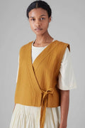 TOAST Quilted Cotton Linen Wrap Vest - Tilia Honey