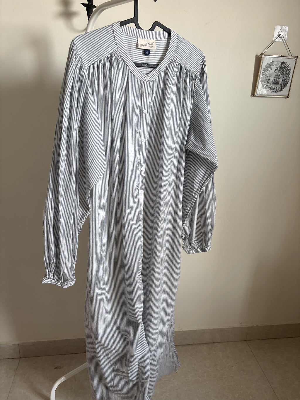 Universal Thread Flounce Long Sleeve Collared Neck Maxi Shirtdress - L