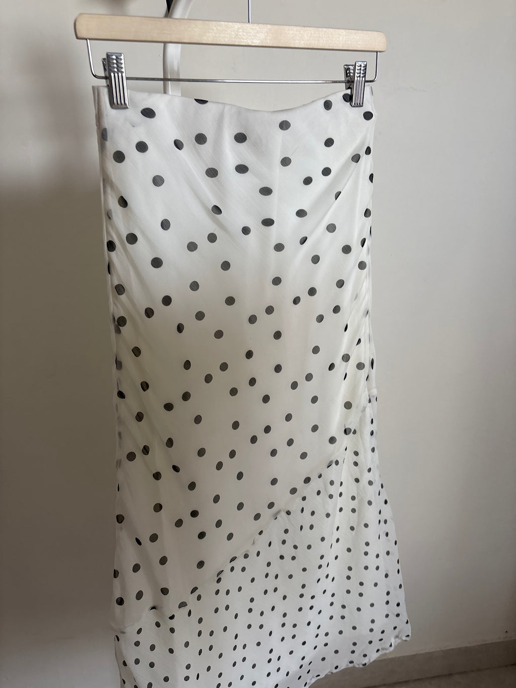 FRENCH CONNECTION Emina Chiffon Monochrome Polka Dot Ruffle Top