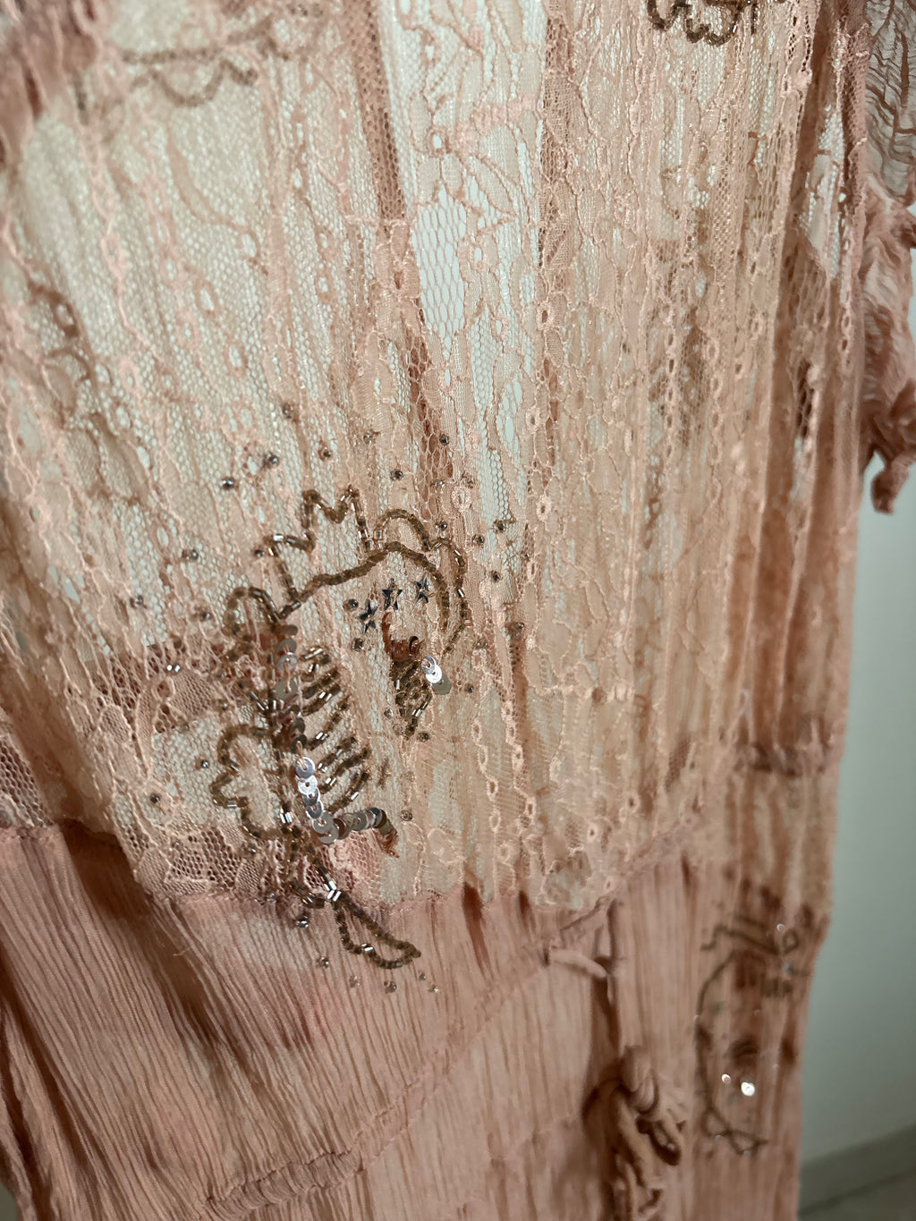 FREE PEOPLE SHEER BEADED SLIP OVERLAY DRESS S