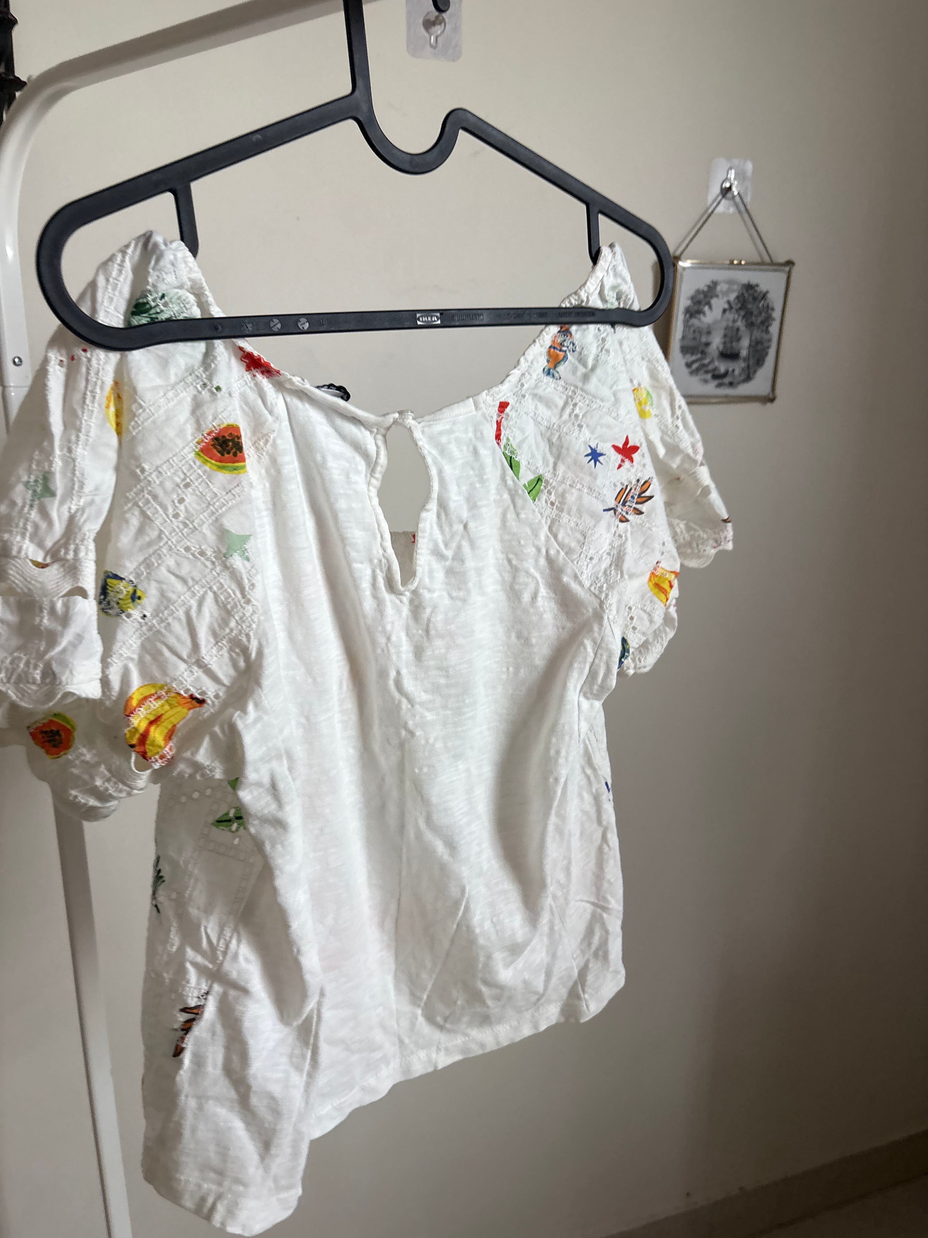 NEXT Multi Broderie Boho Short Sleeve Ric Rac Top