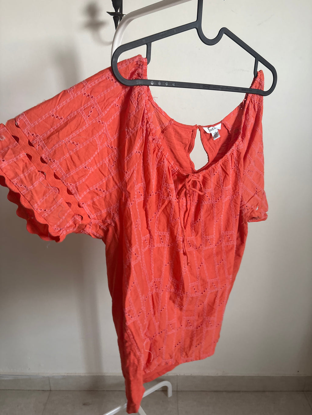 Next TALL FIT BRODERIE SHORT SLEEVE RIC RAC - Blouse - orange contrast stitch