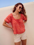 Next TALL FIT BRODERIE SHORT SLEEVE RIC RAC - Blouse - orange contrast stitch