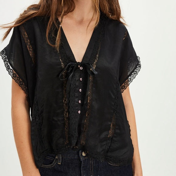 FREE PEOPLE Marigold Shine Lace Top