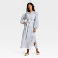 Universal Thread Flounce Long Sleeve Collared Neck Maxi Shirtdress - L