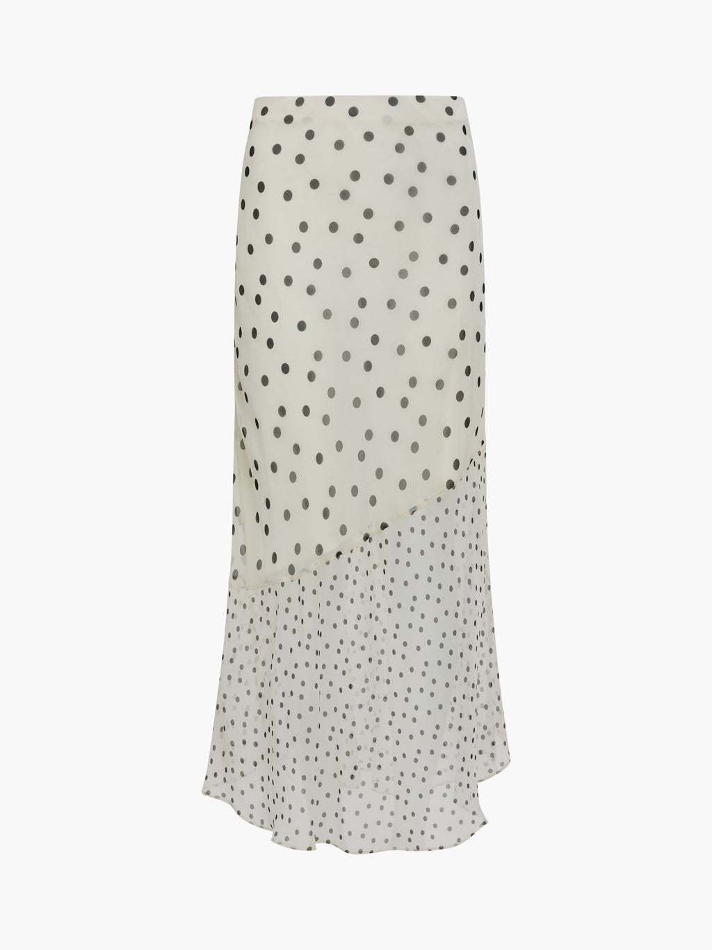 FRENCH CONNECTION Emina Chiffon Monochrome Polka Dot Ruffle Top