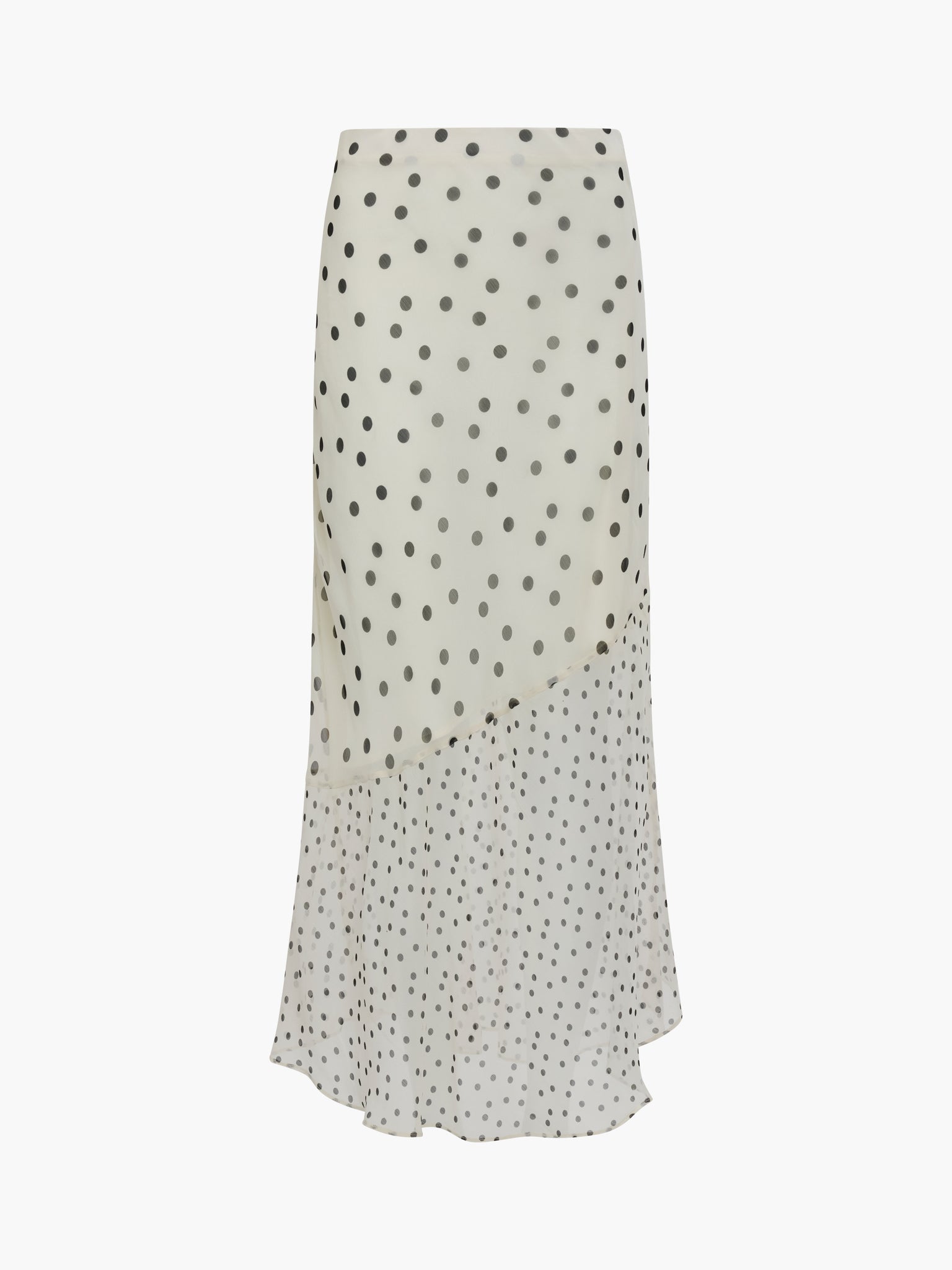 FRENCH CONNECTION Emina Chiffon Monochrome Polka Dot Ruffle Top