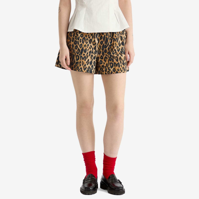 Damson Madder Women's Pull On Shorts in Leopard