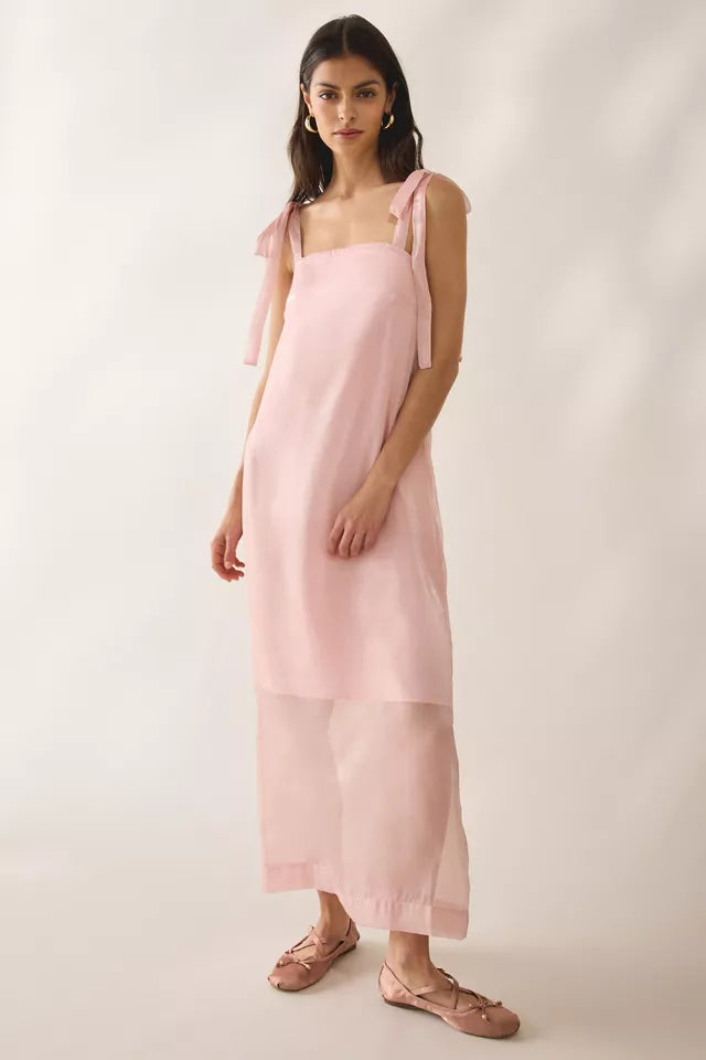 Muse Assembly Nora Organza Tie-Strap Maxi Dress S