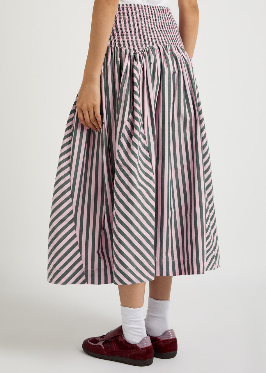 DAMSON MADDER  Layla Striped Cotton Midi Skirt UK10