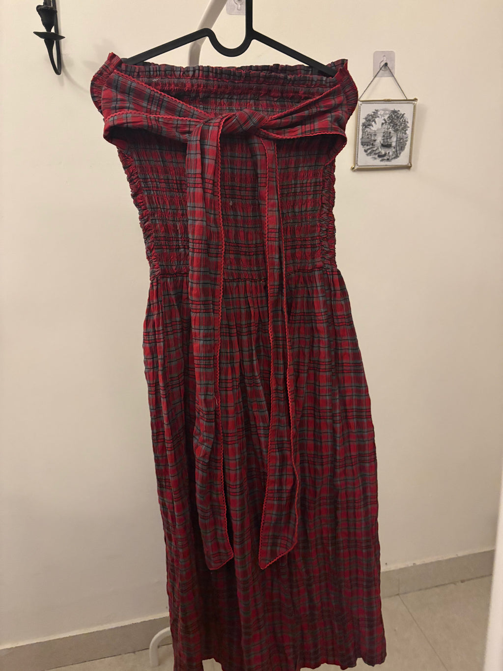 Damson Madder Red Mia Check Midi Dress UK10