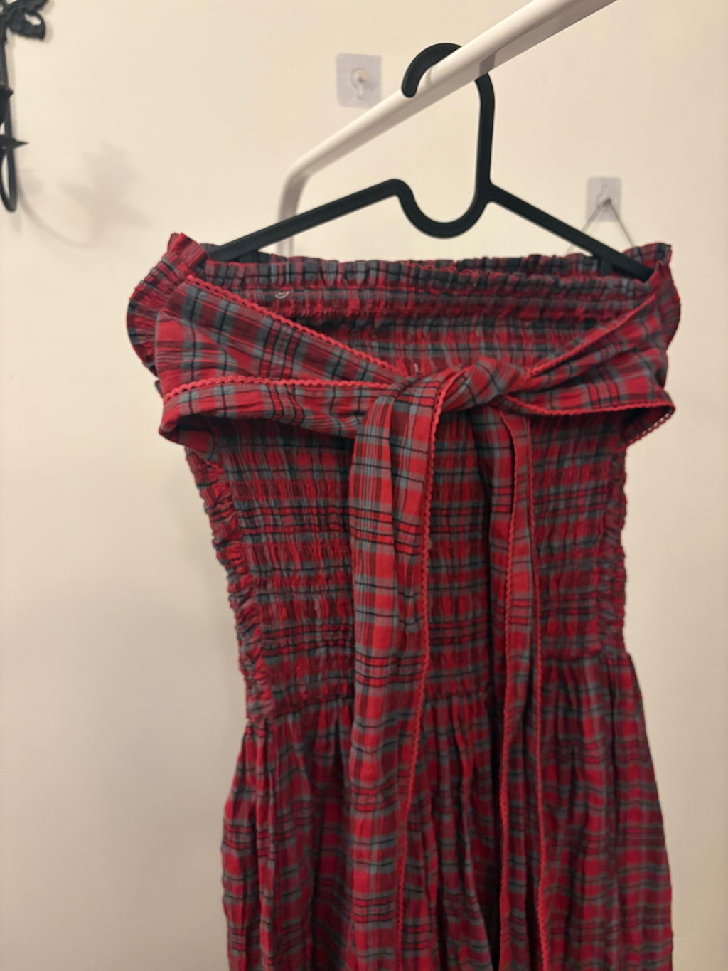Damson Madder Red Mia Check Midi Dress UK10