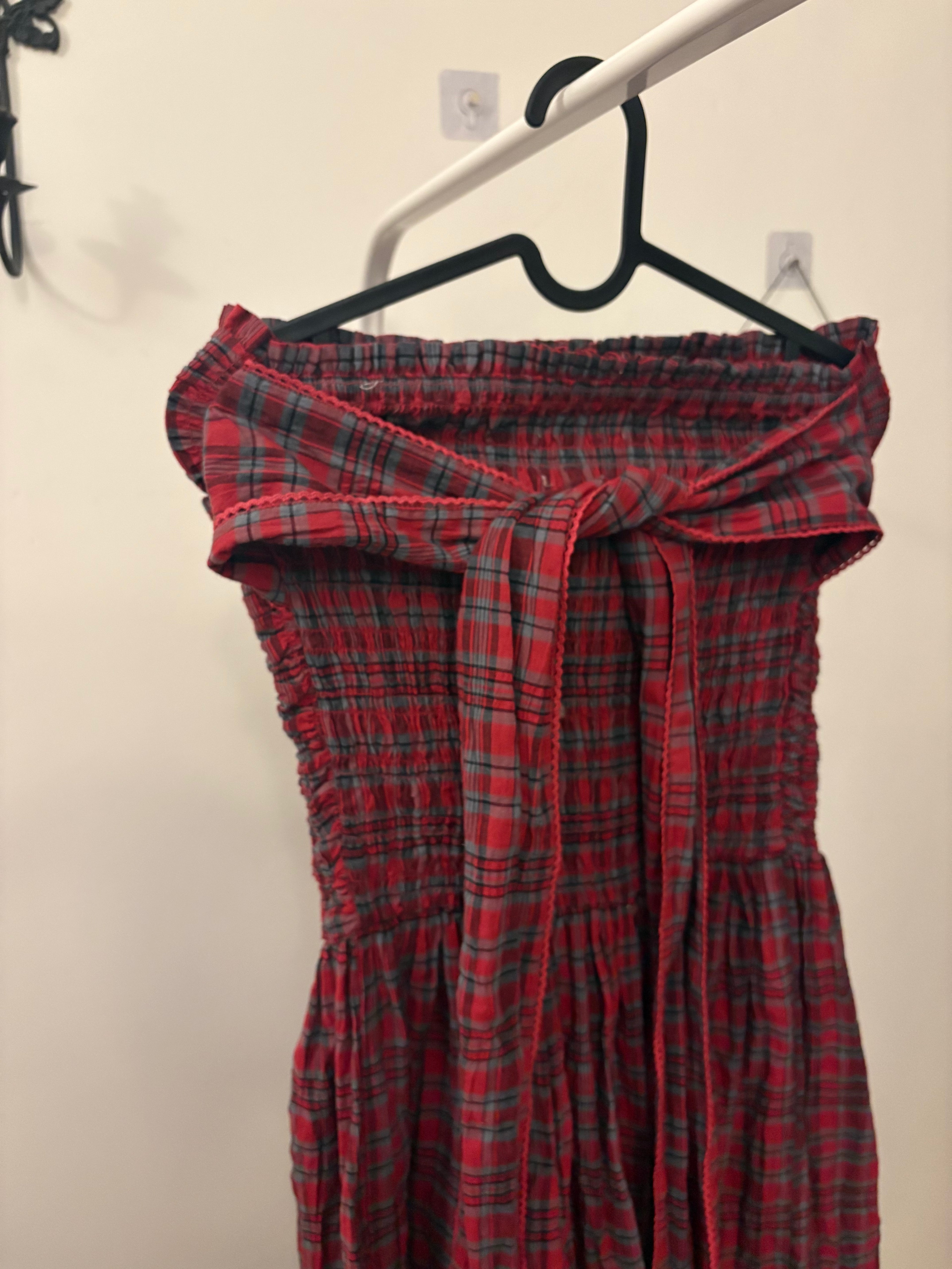 Damson Madder Red Mia Check Midi Dress UK10