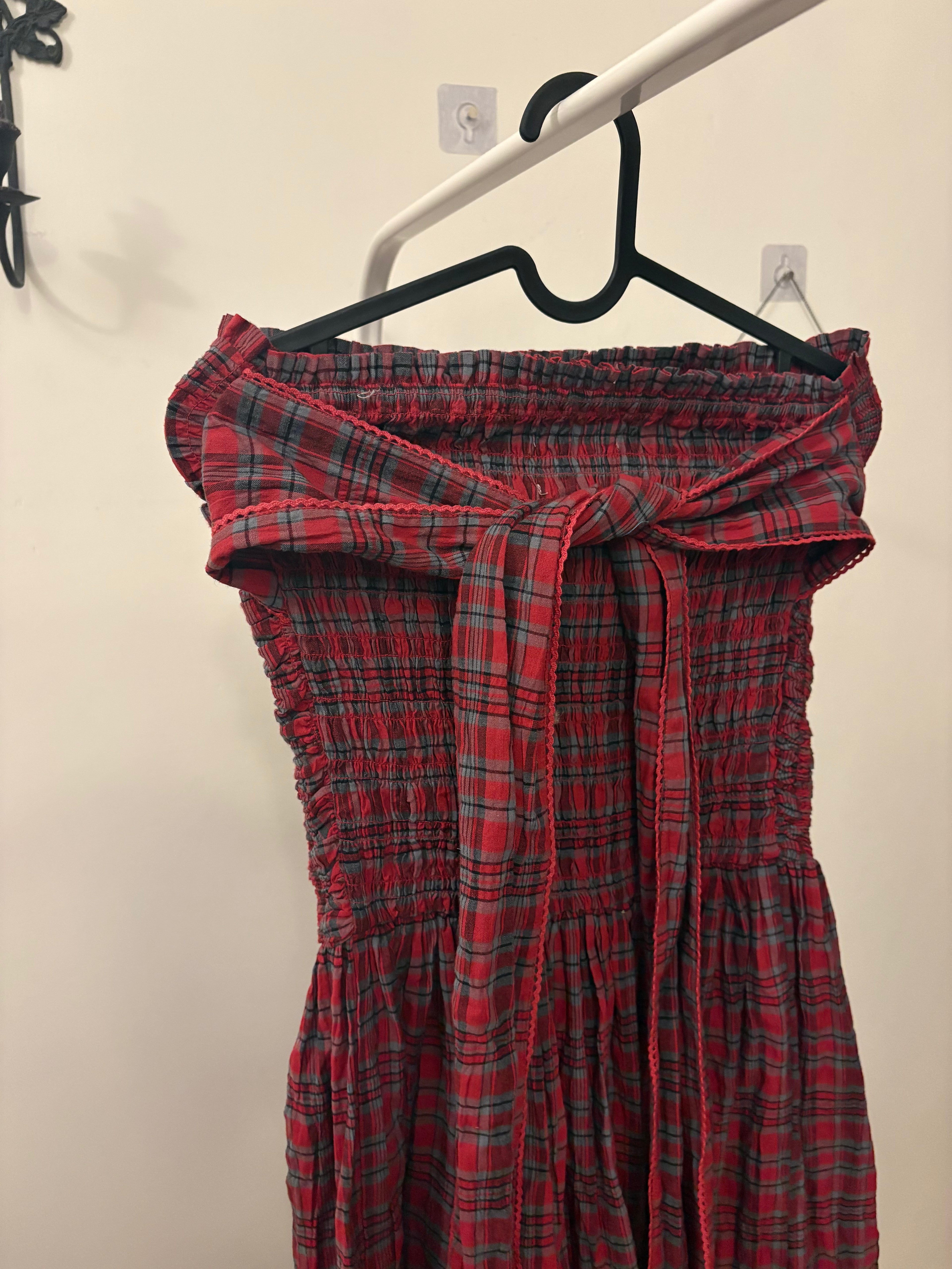 Damson Madder Red Mia Check Midi Dress UK10