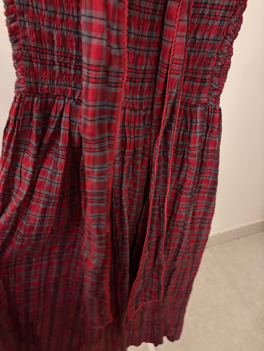 Damson Madder Red Mia Check Midi Dress UK10