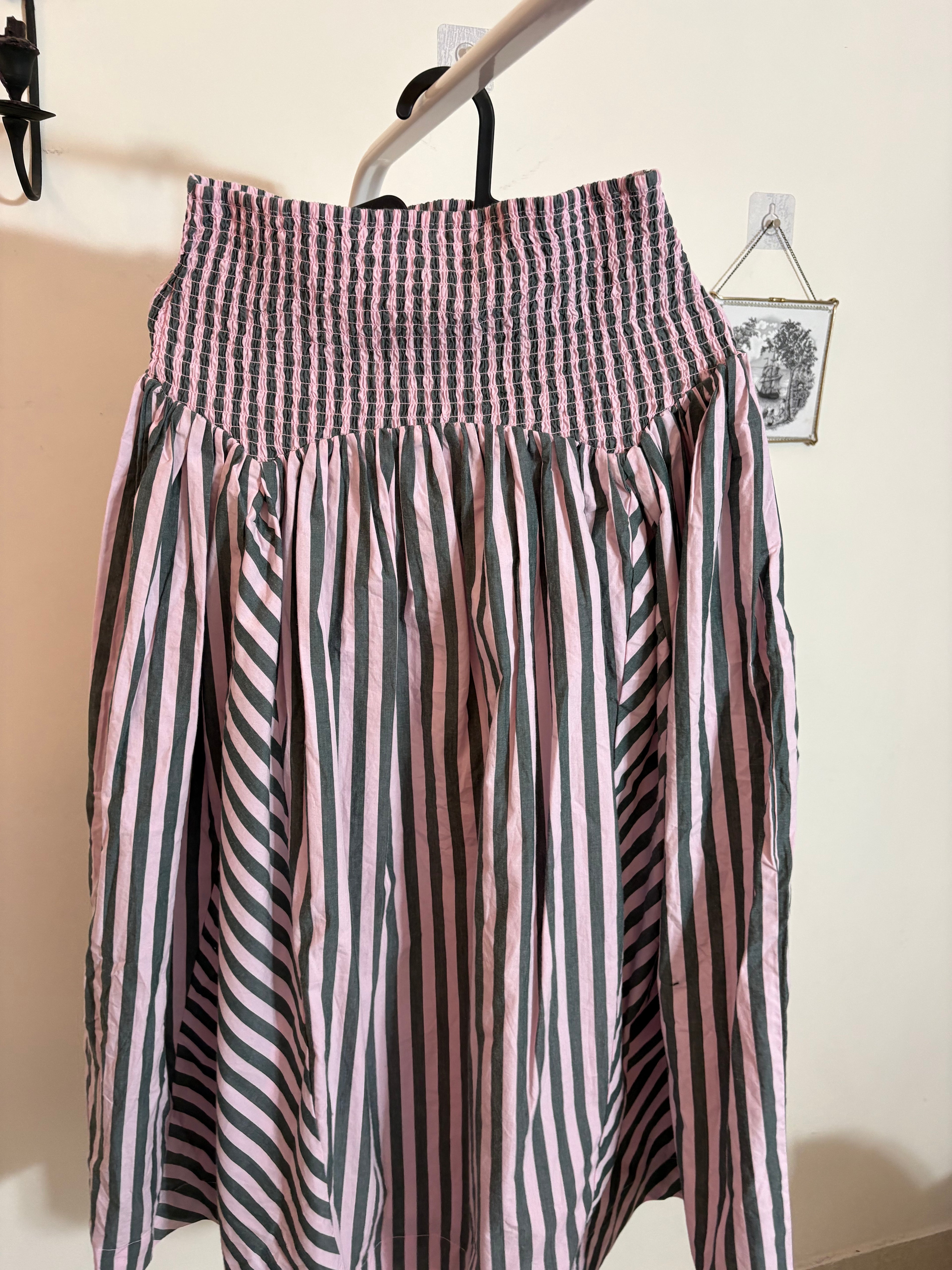 DAMSON MADDER  Layla Striped Cotton Midi Skirt UK10