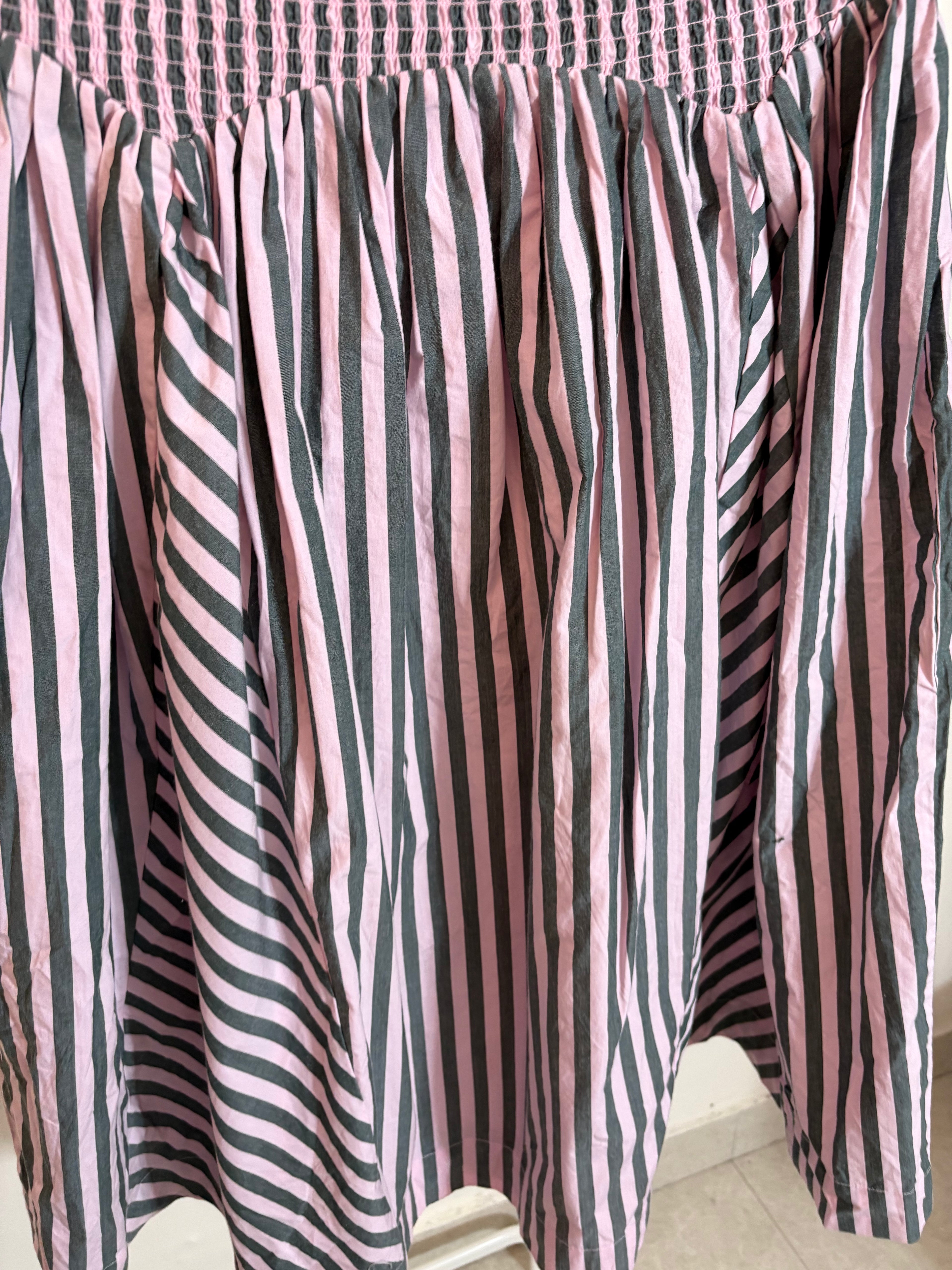 DAMSON MADDER  Layla Striped Cotton Midi Skirt UK10