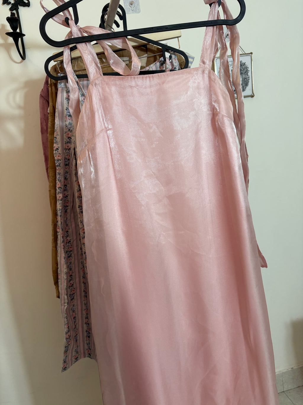 Muse Assembly Nora Organza Tie-Strap Maxi Dress S