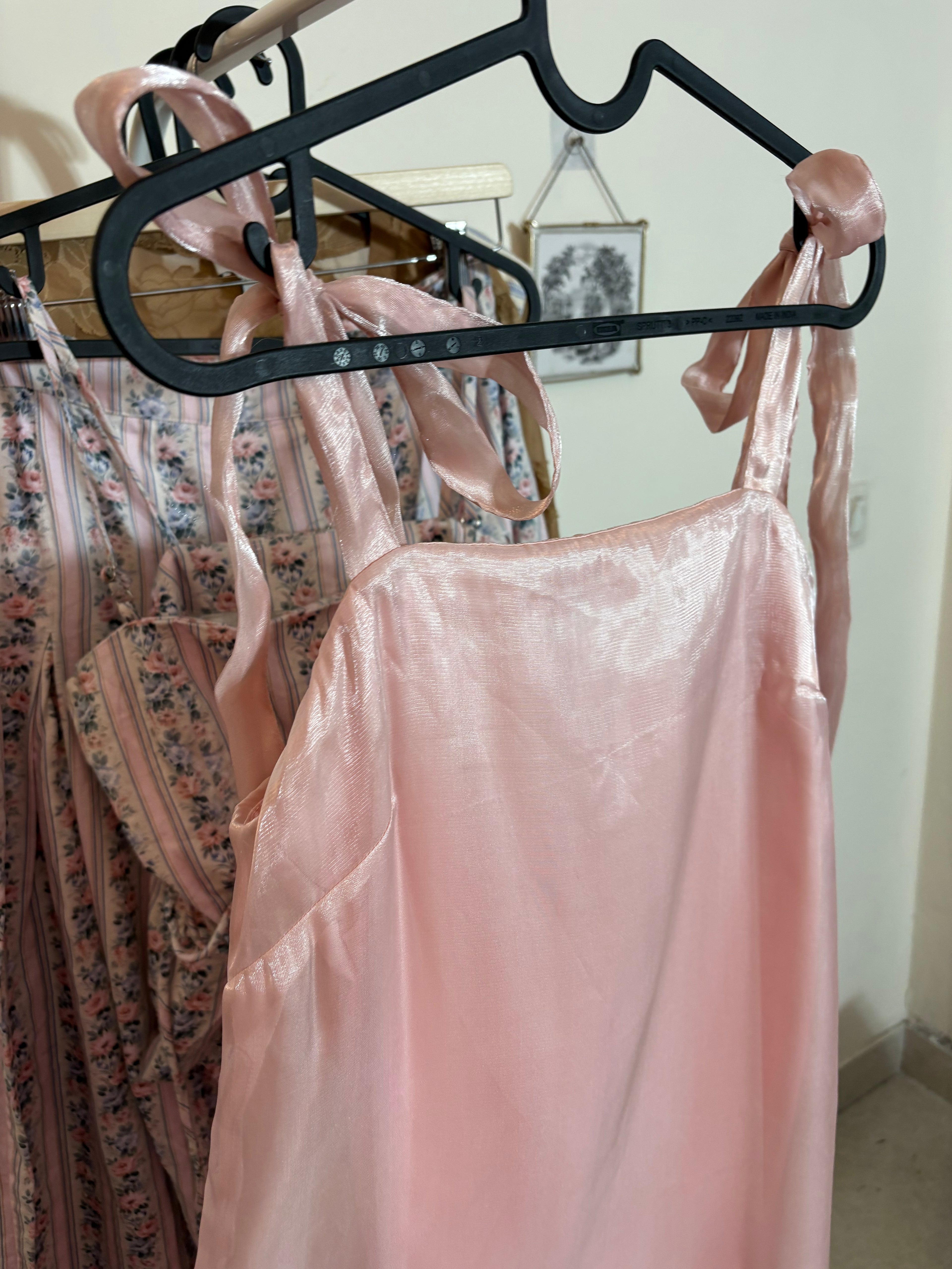 Muse Assembly Nora Organza Tie-Strap Maxi Dress S