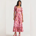 LOVESHACKFANCY Mariata Floral Lace Trim Maxi Dress XS