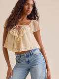 ALTAR'D STATE Camillia Lace Bib Top S